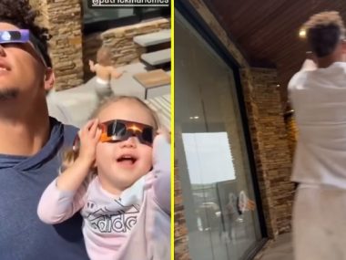 Patrick Mahomes heroically saves daughter Sterling during Solar Eclipse