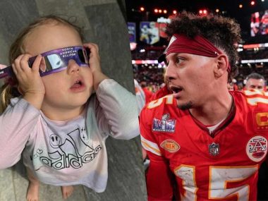 Patrick Mahomes watches the solar eclipse with his family