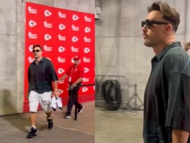 Travis Kelce arrives for Chiefs vs Saints with girlfriend Taylor Swift set to follow