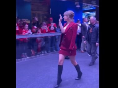 Taylor Swift's skirt prompts her security to order paparazzi to stand up sparking a heated altercation at Arrowhead