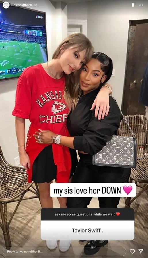 ‘Auntie’ Taylor Swift holds fellow WAG Chariah Gordon’s baby in sweet photo at Chiefs game