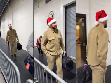 Travis Kelce Wore the Perfect Santa Accessory to Chiefs-Steelers Christmas Game