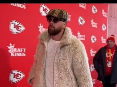 Travis Kelce arrives for Chiefs-Texans clash in fluffy jacket and Louis Vuitton cap with Taylor Swift set to follow